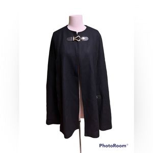 NWT Zara Manteco Wool Cape women’s size XL black poncho coat jacket